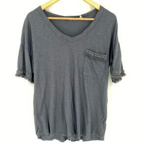Soft Surroundings Lace Trimmed T-shirt Short Sleeve Comfy Bohemian Floral M